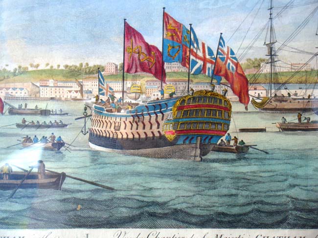 A fine 18th century copper engraving entitled "A View of His Majesty's Dock Yard at Chatham" published in 1772